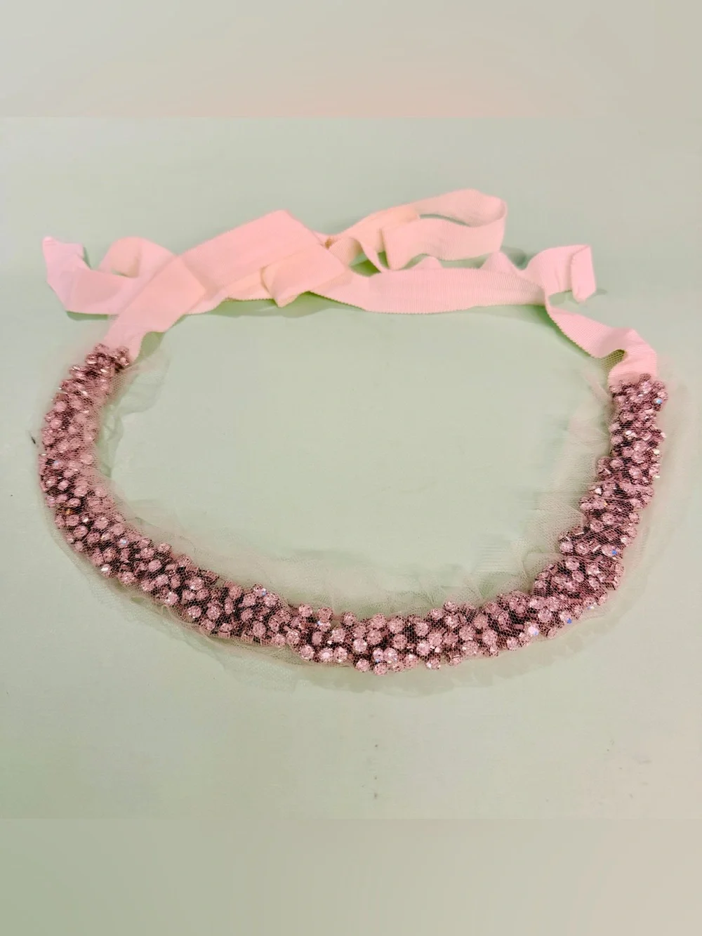 J.Crew Silver Crystal Beaded Waist Wedding Belt